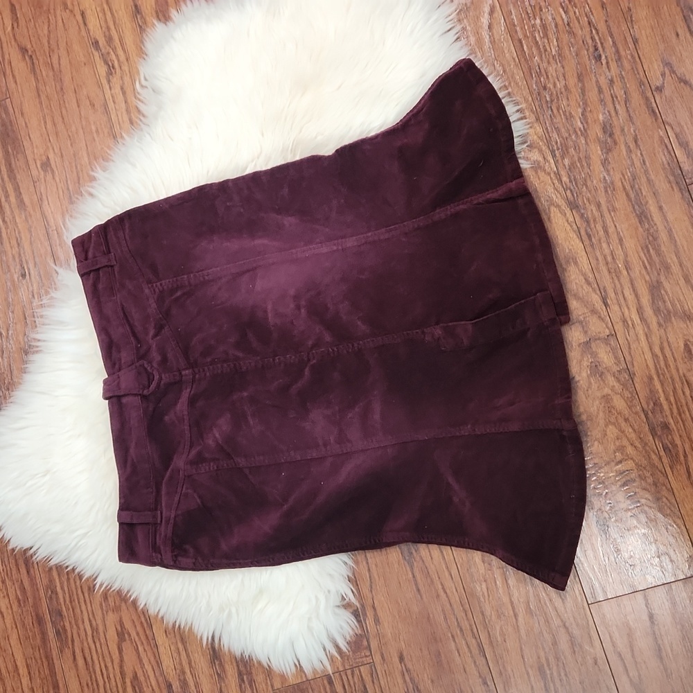 Y2K First Kiss Plum Corduroy Flared Midi Skirt - Picture 2 of 5